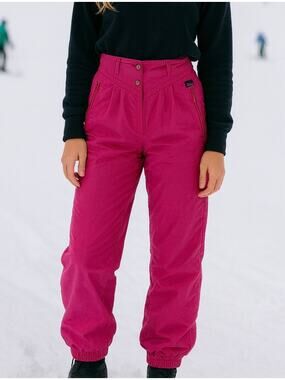 Vintage 80s White Stag Snow Ski Pants Pink High Waist Retro Insulated Size 12